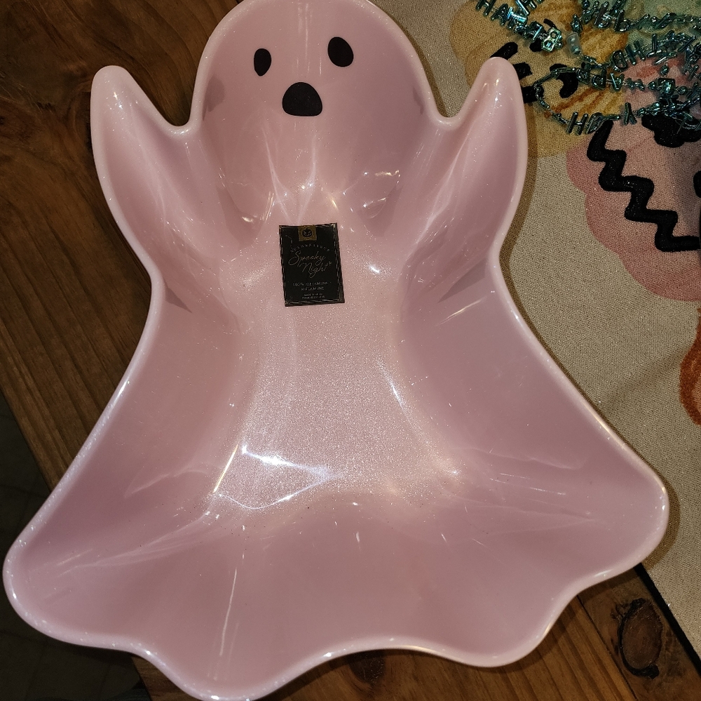 Spooky Night pink shimmer ghost bowl